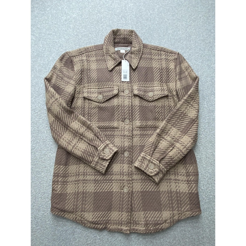 Outerknown Blanket Shirt Jacket Mens S Brown Plaid Quilted Lined Shacket - Picture 2 of 15